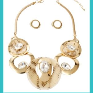 Gold snake skin necklace and earring set